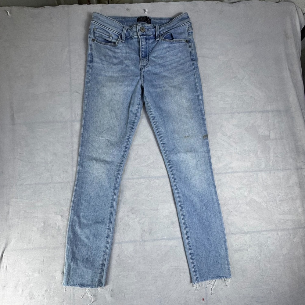 Abercrombie‎ & Fitch Womens Harper Low Rise Ankle Jeans Blue Denim Raw Hem 26/2R